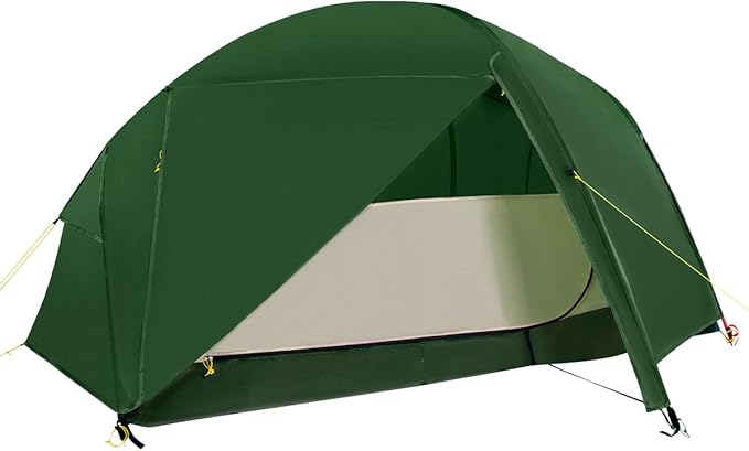 2 Person Lightweight Backpacking Tent,Ultralight Portable 20D Waterproof Nylon Tent for Camping,4.4LB 3 Season Backhiking with 7001 Aluminum Poles and V-Shaped Aluminum Floor Spike
