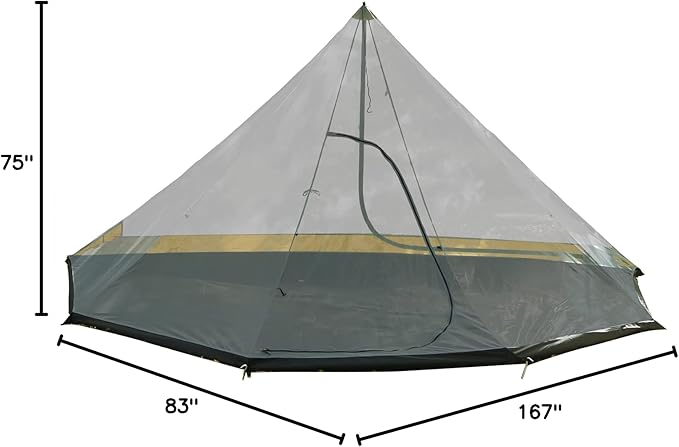 Preself Half Inner Mesh for Tipi Hot Tent T3 XL with Oxford Bathtub Bottom