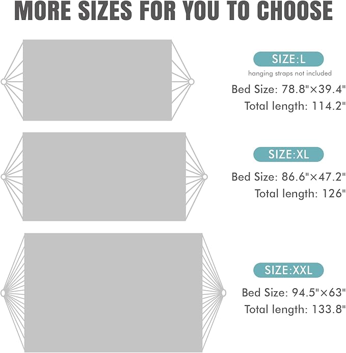 2 Persons Hammock with Tree Straps - Brazilian Double Hammock, Portable Hanging Camping Bed for Patio, Backyard, Porch, Outdoor and Indoor Use - Soft Cotton Hammock with Carrying Bag