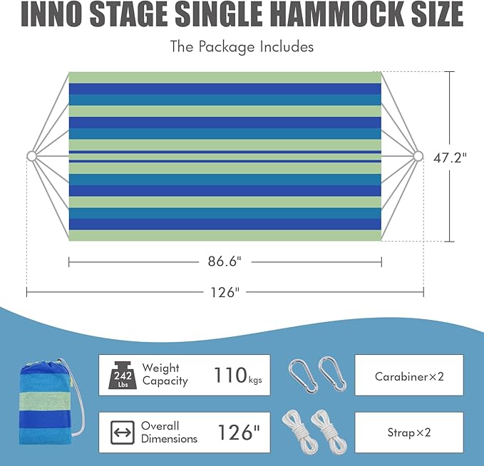 Brazilian Hammock with Tree Straps - Cotton Hammocks Portable Hammock with Carry Bag for Backyard, Porch, Outdoor and Indoor Use