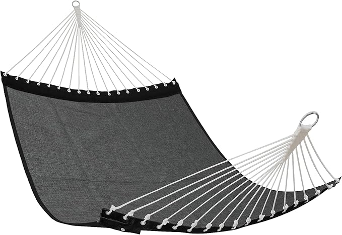 Patio Watcher 13 FT Quick Dry Olefin Hammock - Outdoor Double Hammock with Metal Curved Spreader Bars - 450 lbs Capacity - Dark Grey
