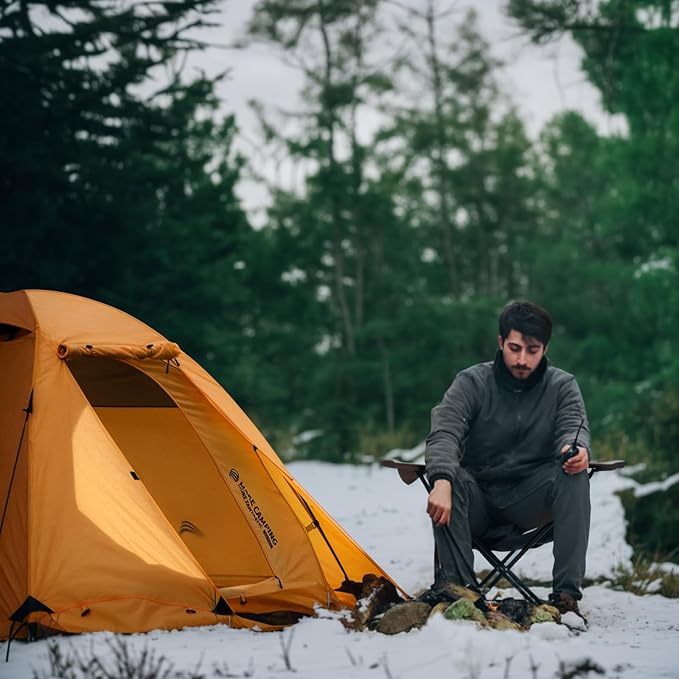 BISINNA 4 Season Tent for Backpacking Winter Tent 2 Person Lightweight Cold Weather Tents Waterproof Double Layer All Season Tent Aluminum Alloy Poles Easy Set Up for Camping, Hiking, Outdoor