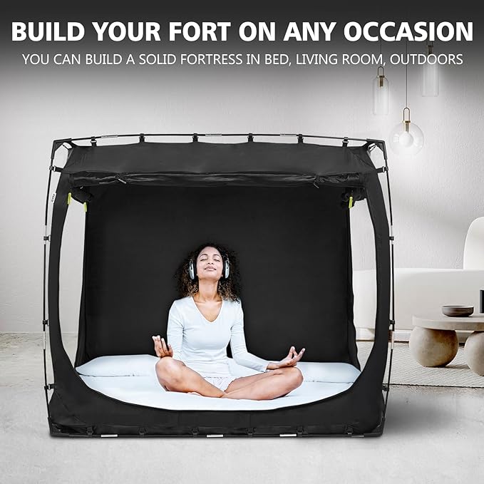 Bed Tent Bed Canopy King Size Tents for Adult and Kids- Portable Dream Tent Indoor Sleeping Tents 70% Blackout with 3 Doors Breathable Big Space Tents