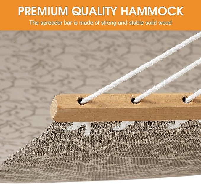 Lazy Daze Hammocks Quick Dry Hammock with Spreader Bar Textliene Fabric Double Outside Hammock with Chains Outdoor Patio Poolside Backyard Beach 450 lbs Capacity, Four Leaf Clover