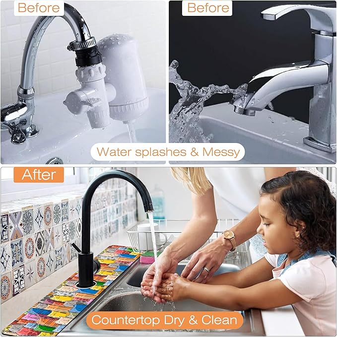 Kitchen Sink Splash Guard Faucet Mat Funny Cats Family Sink Splash Guard Behind Faucet,1 PC Soft Diatom Mud Non-Slip Mat-for Kitchen,Sink Mat,Dish Drying Mat,Bathroom Faucet Mat 23.5"X5.5"
