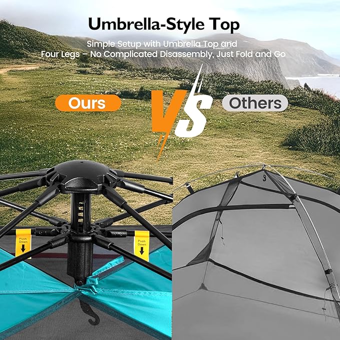 Camping Tent 2 Person, Waterproof & Blackout Double Layer Pop Up Outdoor Tent for Hiking, Travel, Picnic, Portable and Easy Setup