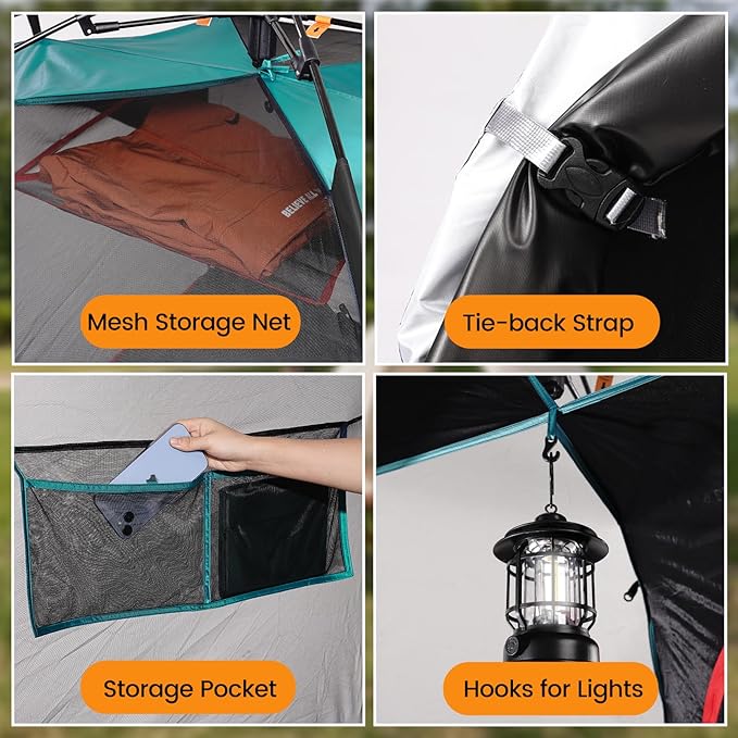 Camping Tent 2 Person, Waterproof & Blackout Double Layer Pop Up Outdoor Tent for Hiking, Travel, Picnic, Portable and Easy Setup