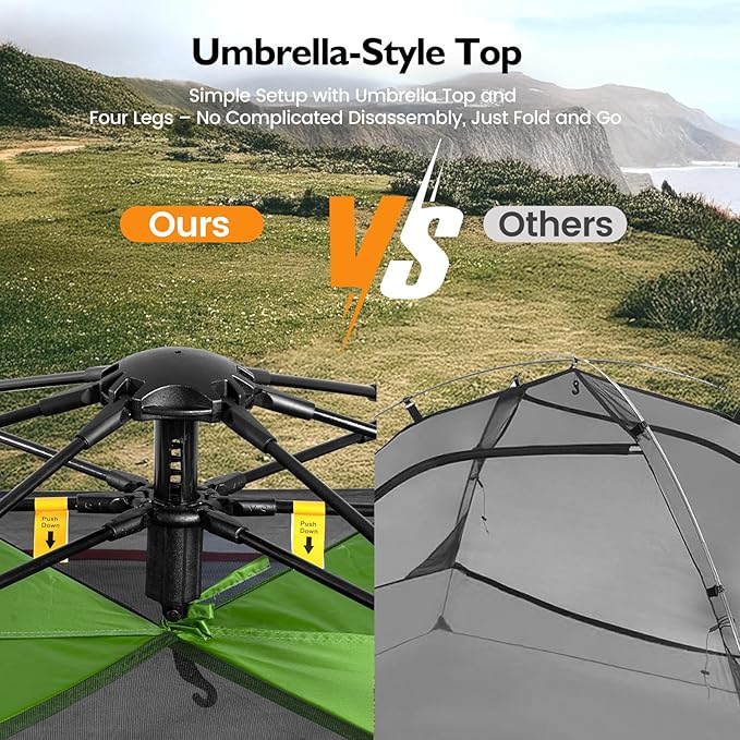 Camping Tent 2 Person, Waterproof & Blackout Double Layer Pop Up Outdoor Tent for Hiking, Travel, Picnic, Portable and Easy Setup