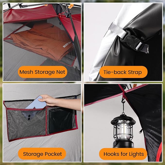 Camping Tent 2 Person, Waterproof & Blackout Double Layer Pop Up Outdoor Tent for Hiking, Travel, Picnic, Portable and Easy Setup
