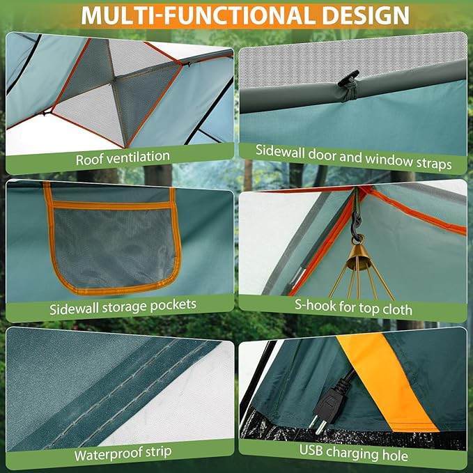 COBIZI Tents for Camping 4/6 Person Camping Tent with Rainfly and Screen, Easy Setup Lightweight Portable Waterproof Outdoor Tent with Carry Bag for Backpacking, Hiking, Family Travel