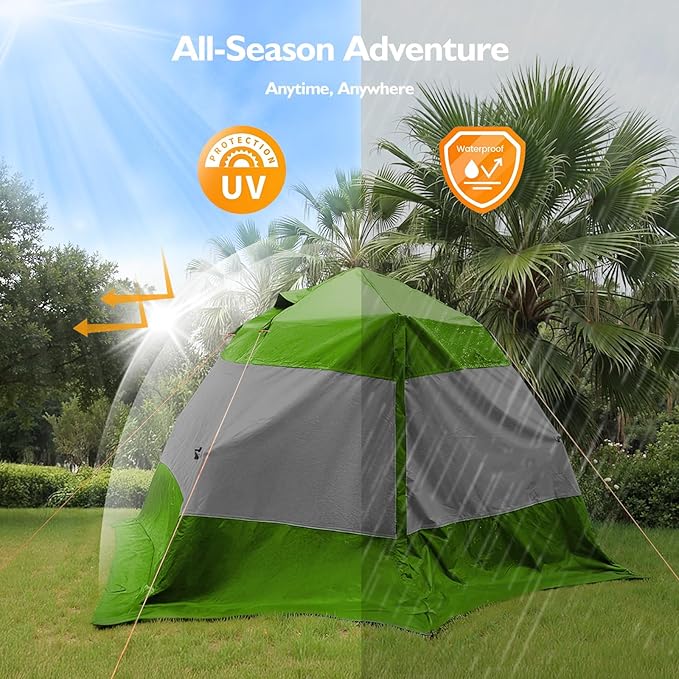 Camping Tent 2 Person, Waterproof & Blackout Double Layer Pop Up Outdoor Tent for Hiking, Travel, Picnic, Portable and Easy Setup