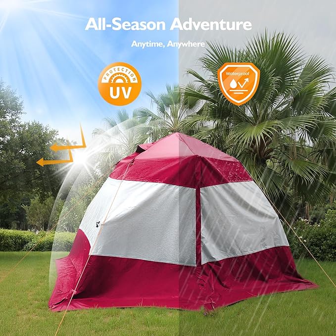Camping Tent 2 Person, Waterproof & Blackout Double Layer Pop Up Outdoor Tent for Hiking, Travel, Picnic, Portable and Easy Setup