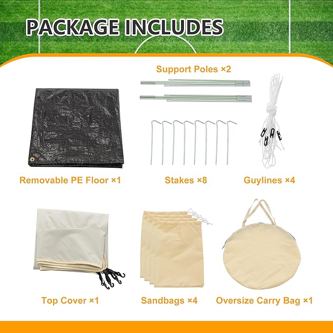 Pop Up Sport Tent for 1-6 Person All Weather Shelter with Removable Cover and Floor Outdoor Clear Tent for Watching Sports, Fishing, Relaxing and Camping