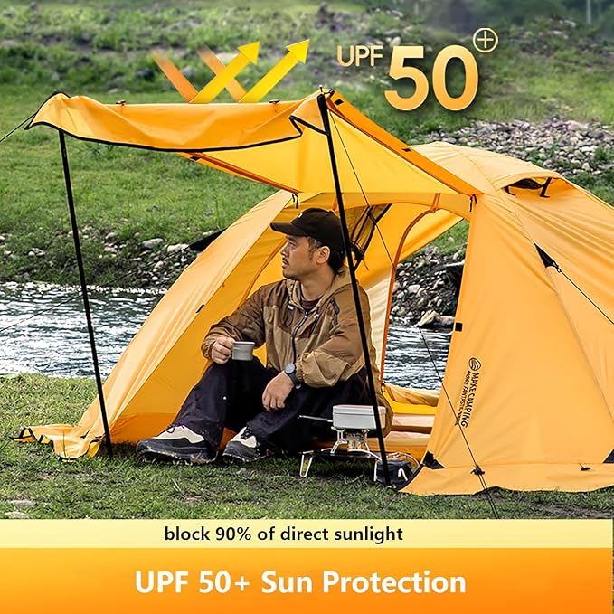 BISINNA 4 Season Tent for Backpacking Winter Tent 2 Person Lightweight Cold Weather Tents Waterproof Double Layer All Season Tent Aluminum Alloy Poles Easy Set Up for Camping, Hiking, Outdoor