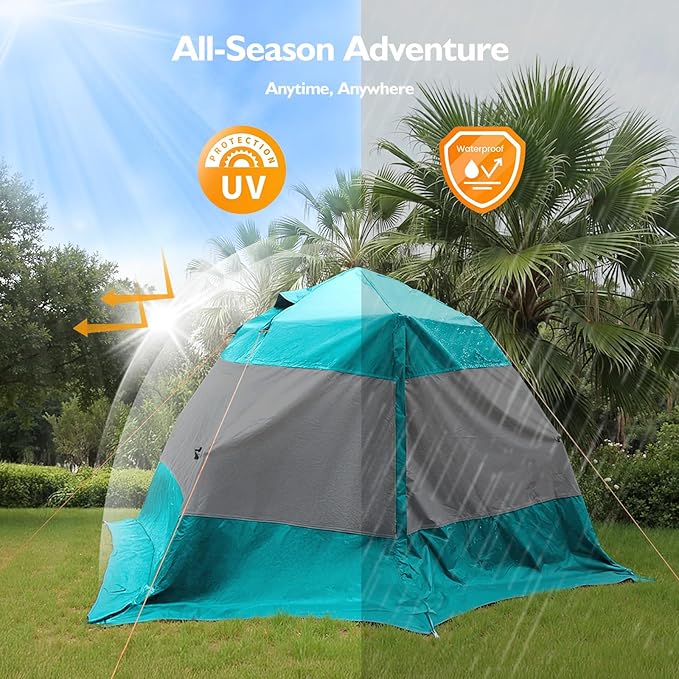 Camping Tent 2 Person, Waterproof & Blackout Double Layer Pop Up Outdoor Tent for Hiking, Travel, Picnic, Portable and Easy Setup