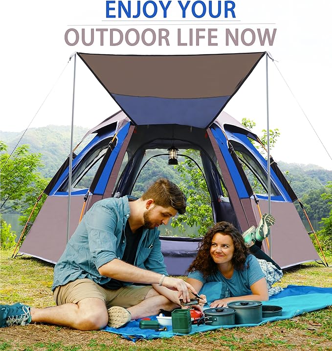 Camping Tent with Instant Setup, 2/3 Person Weatherproof Tent Easy Quick Set Up in 60 Seconds with Rainfly Backpack Tent for Family Camping & Hiking, Upgraded Ventilation,Center Height 66-inch