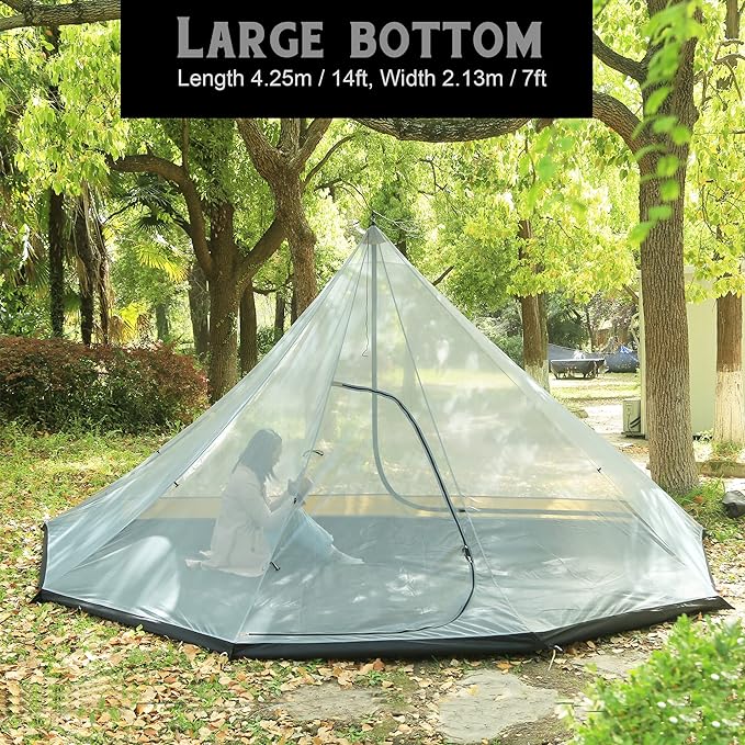 Preself Half Inner Mesh for Tipi Hot Tent T3 XL with Oxford Bathtub Bottom