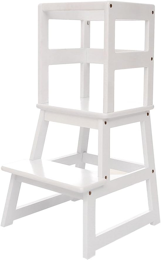 Kitchen Step Stool with Safety Rail and Anti-Slip Mats, Kids Step Stool Toddler Kitchen Stool for Children 18 Months and up