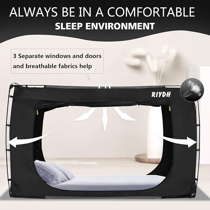 Bed Tent Bed Canopy King Size Tents for Adult and Kids- Portable Dream Tent Indoor Sleeping Tents 70% Blackout with 3 Doors Breathable Big Space Tents