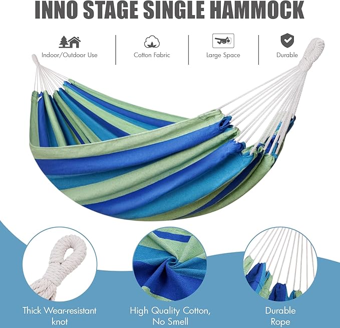 Brazilian Hammock with Tree Straps - Cotton Hammocks Portable Hammock with Carry Bag for Backyard, Porch, Outdoor and Indoor Use