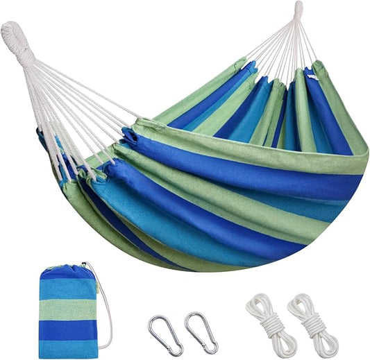 Brazilian Hammock with Tree Straps - Cotton Hammocks Portable Hammock with Carry Bag for Backyard, Porch, Outdoor and Indoor Use