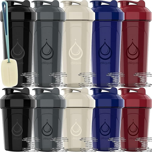 '-10 PACK- small Shaker Bottles for Protein Mixes | BPA-Free & Dishwasher Safe | 5 Large 28 oz & 5 20 oz | Blender Shaker Cups for protein shakes