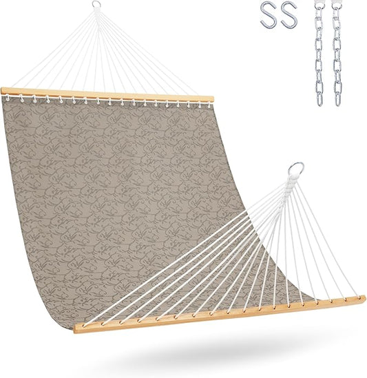Lazy Daze Hammocks Quick Dry Hammock with Spreader Bar Textliene Fabric Double Outside Hammock with Chains Outdoor Patio Poolside Backyard Beach 450 lbs Capacity, Four Leaf Clover