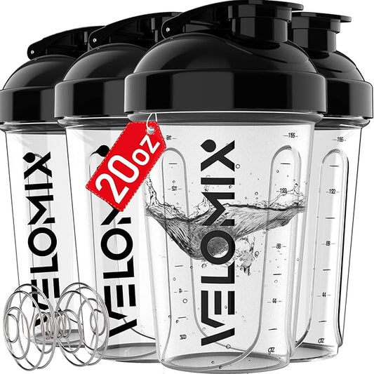 '-4 PACK- 20 OZ Protein Shaker Bottles for Protein Mixes, Shaker Cups for Protein Shakes, Small Shaker Bottle Pack, Shaker Cup, Shakers for protein Shakes (4 Small Transparent)