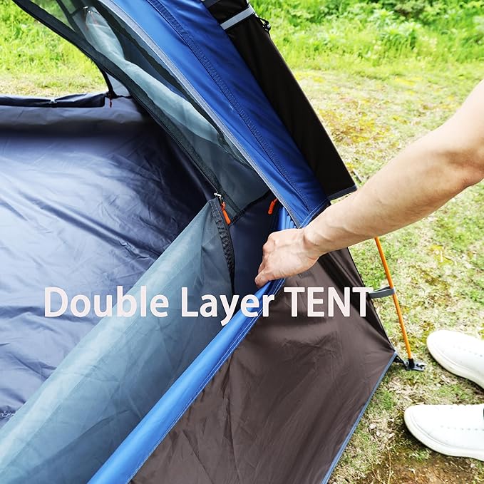 Camping Tent with Instant Setup, 2/3 Person Weatherproof Tent Easy Quick Set Up in 60 Seconds with Rainfly Backpack Tent for Family Camping & Hiking, Upgraded Ventilation,Center Height 66-inch