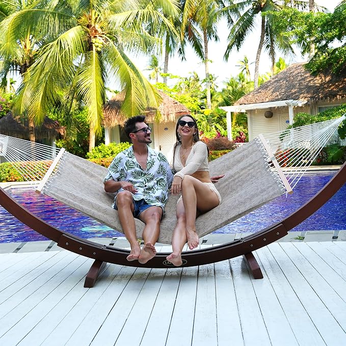 Lazy Daze Hammocks Quick Dry Hammock with Spreader Bar Textliene Fabric Double Outside Hammock with Chains Outdoor Patio Poolside Backyard Beach 450 lbs Capacity, Four Leaf Clover